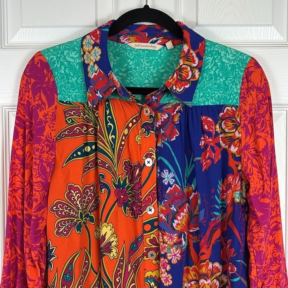 Soft Surroundings Hermosa  floral embroidered tunic top sz med petite - Picture 3 of 10